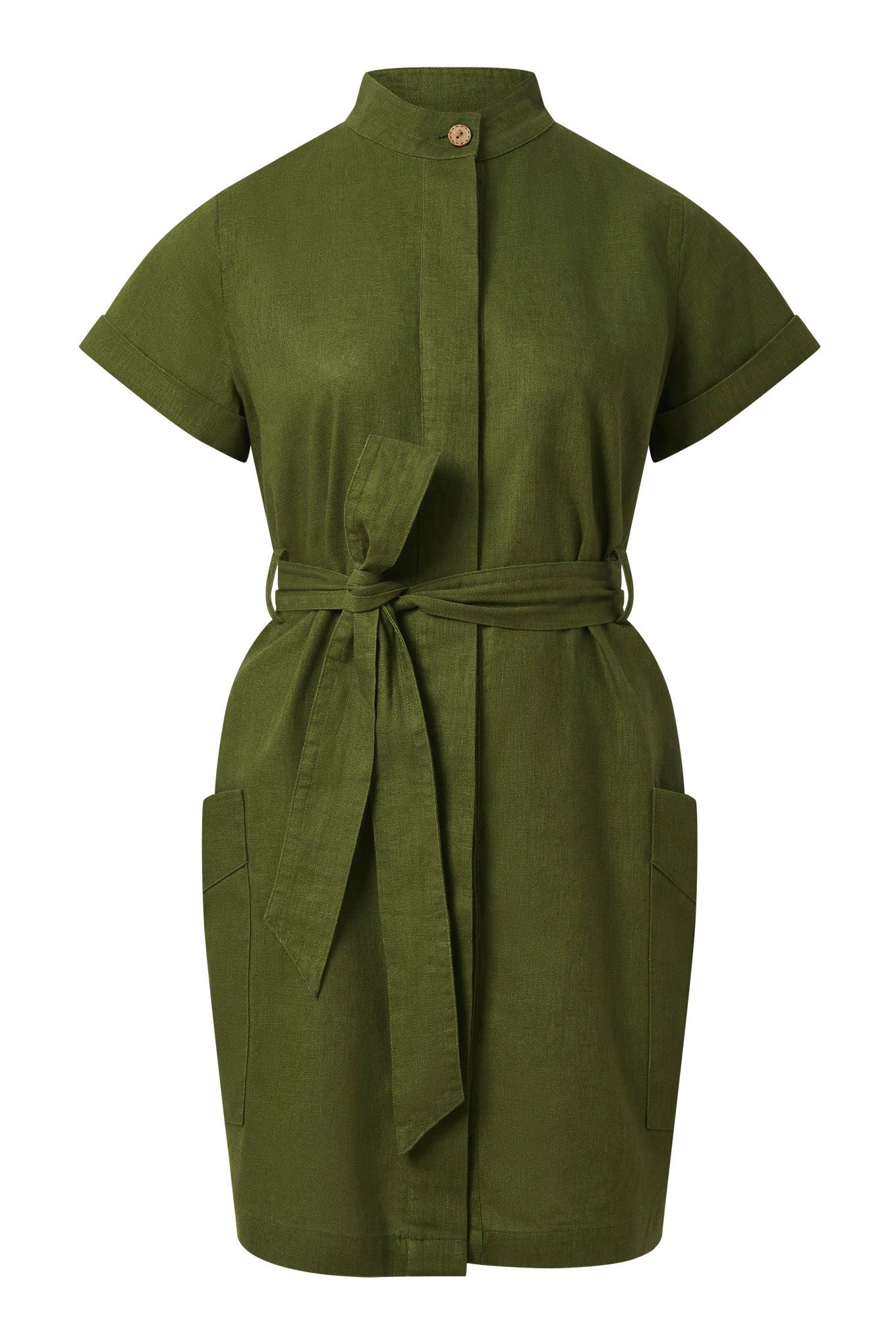 RAFIKI - Organci Linen Cotton Dress - Khaki - Image 2