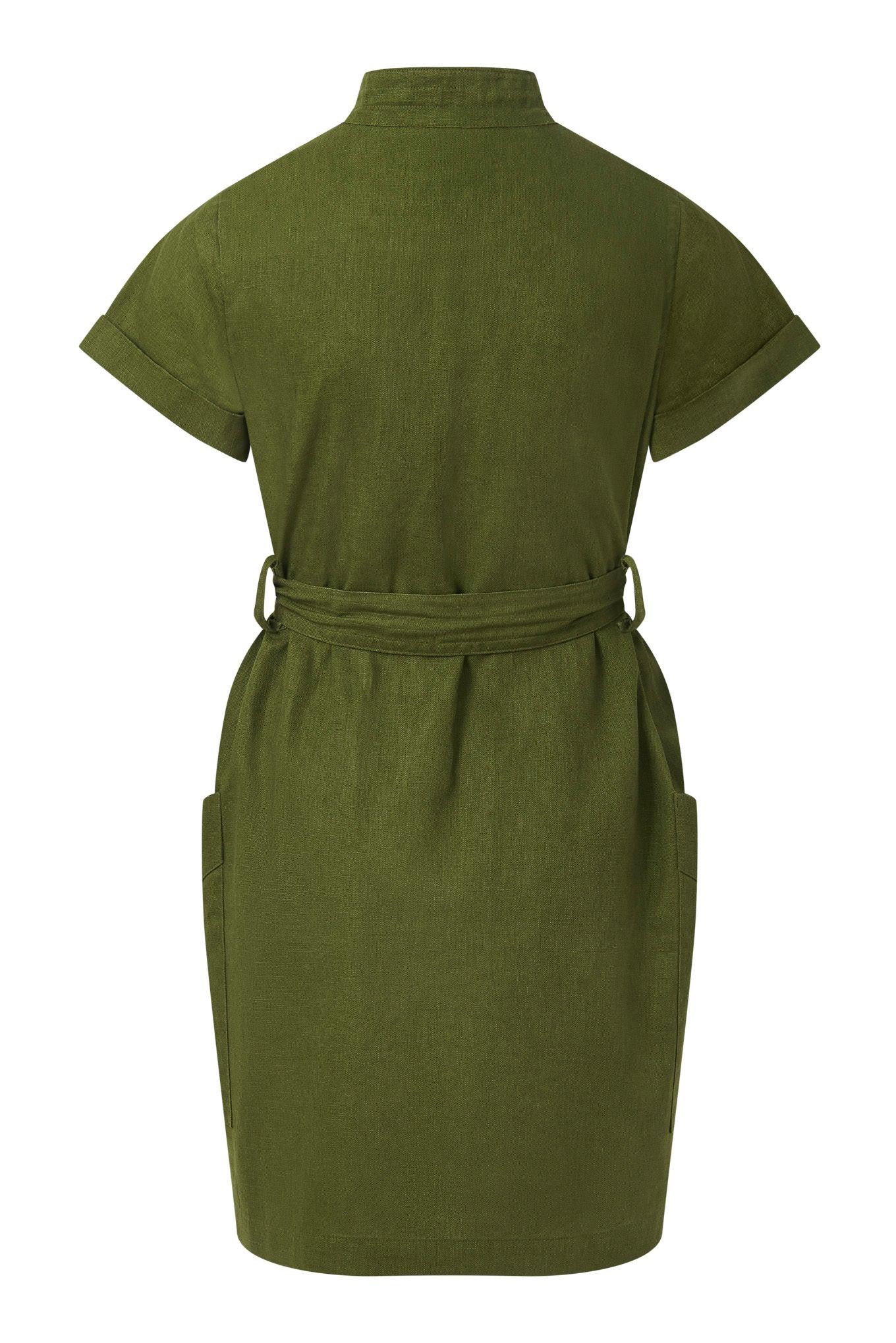 RAFIKI - Organci Linen Cotton Dress - Khaki - Image 3