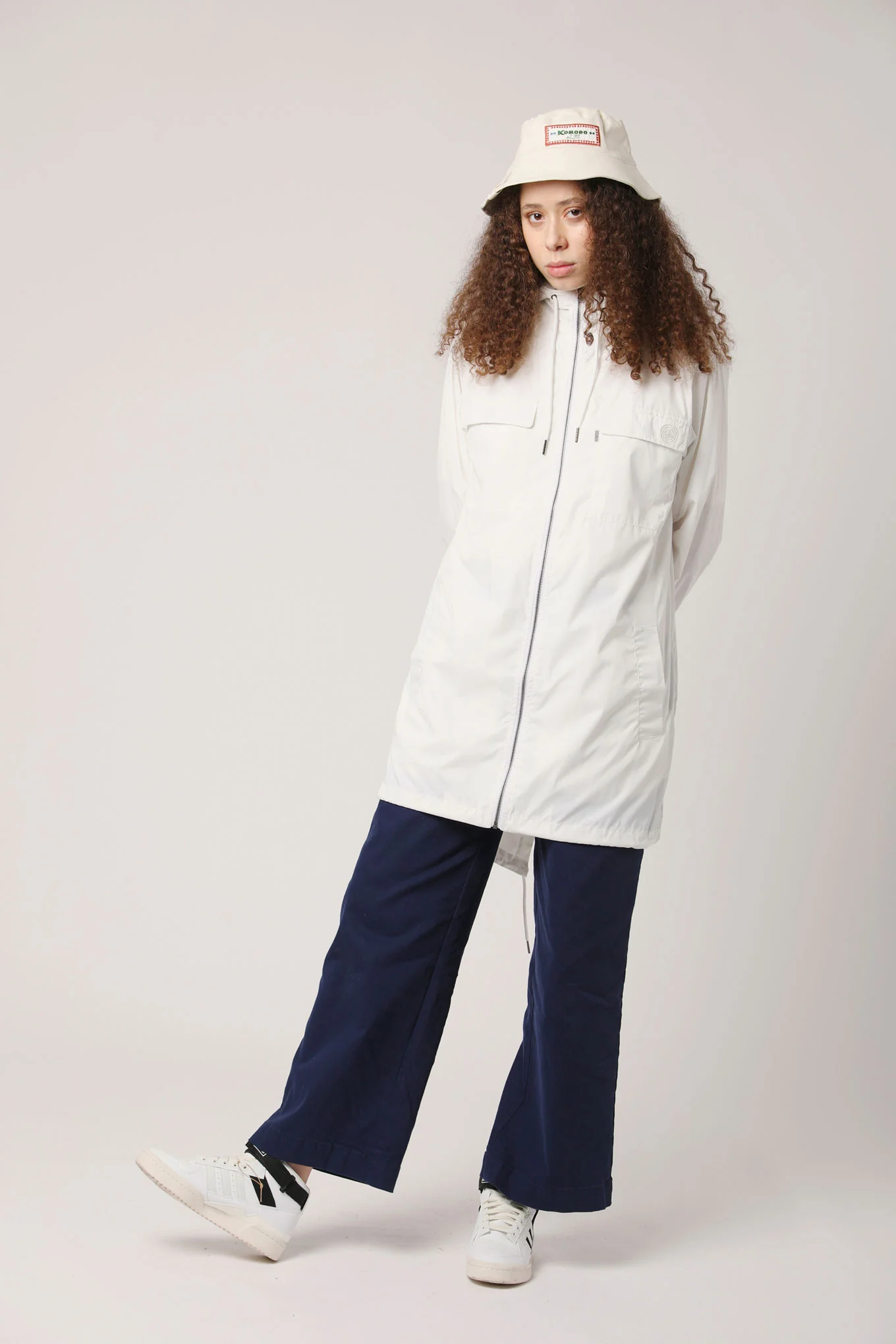 RIVER Recycled PET Water Resistant Rain Coat Off White - Image 3