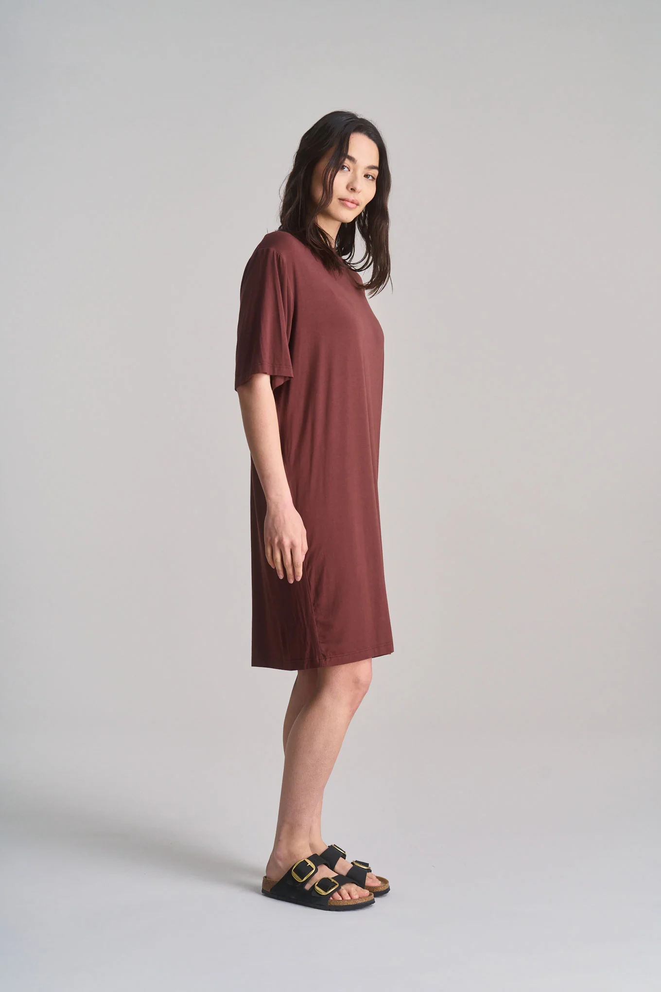 SADIE - Modal Jersey Dress - Chocolate - Image 2