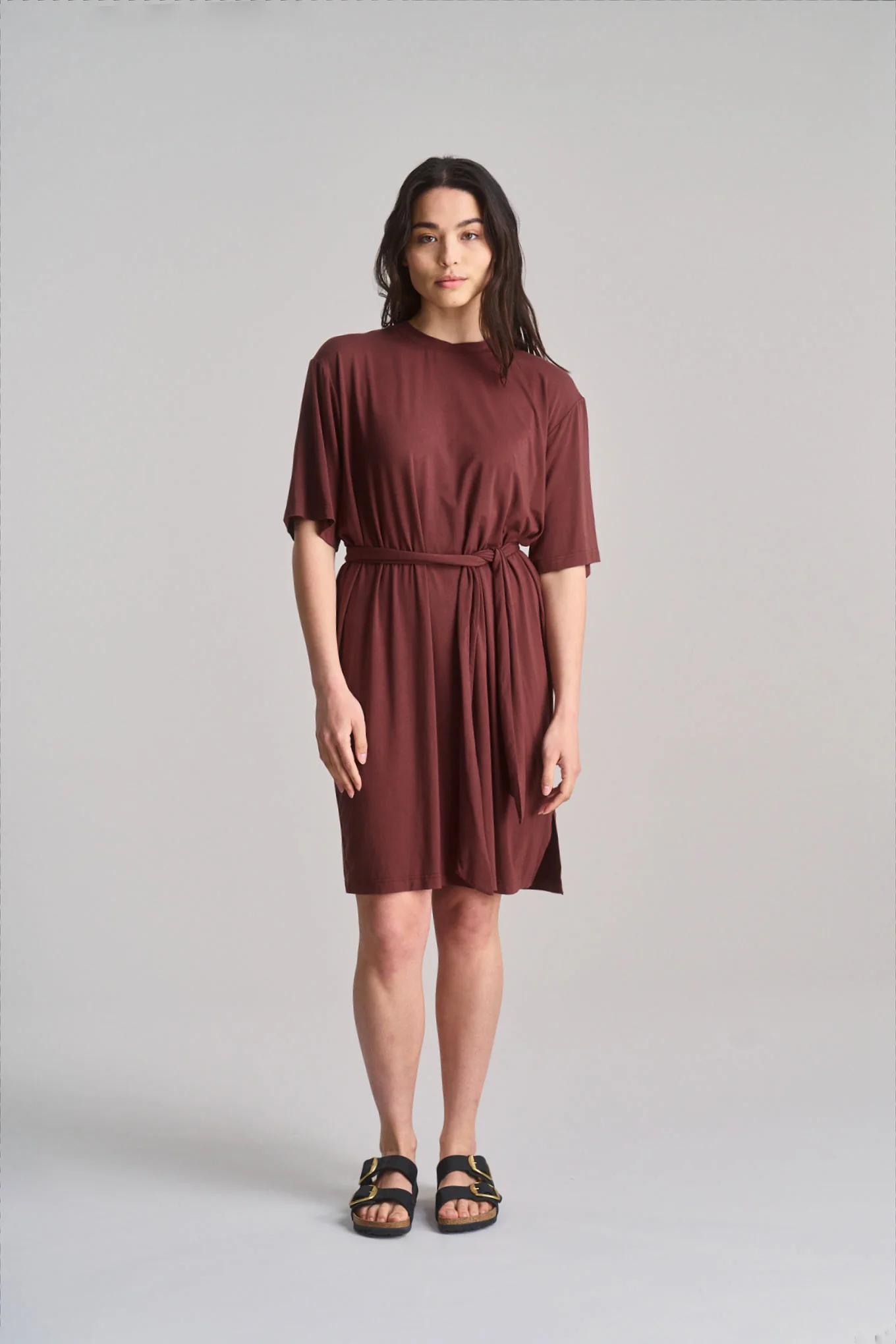 SADIE - Modal Jersey Dress - Chocolate - Image 3
