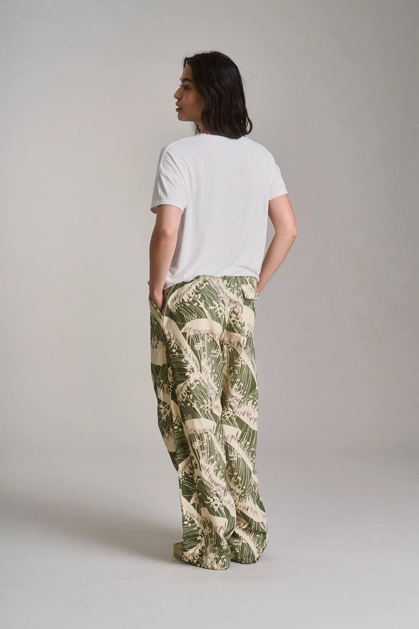 SAFARI - Womens Organic Cotton Trouser - Wave Print - Image 2
