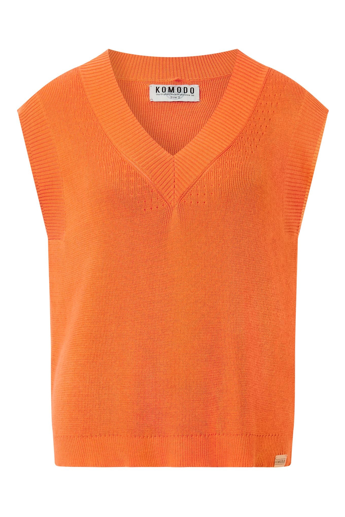SANDER - Cotton Tencel Vest - Orange - Image 2