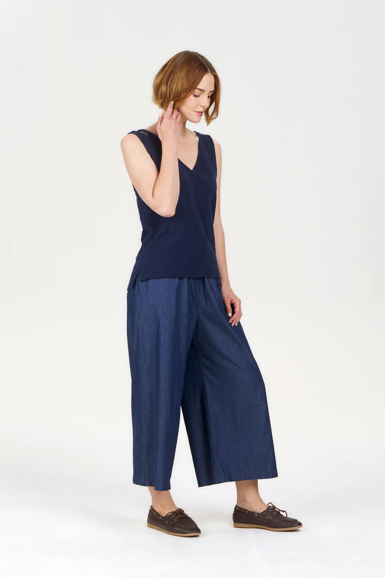 SANDER Organic Ramie Cotton Vest - navy - Image 6