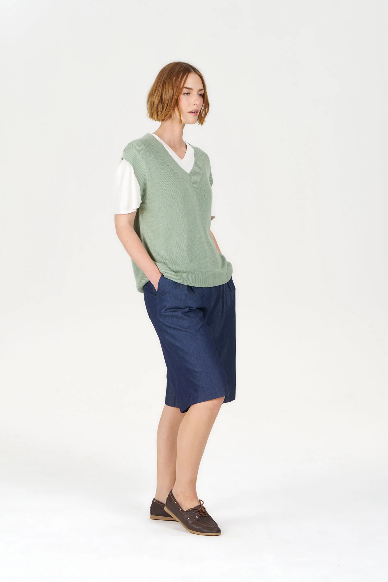 SANDER Organic Ramie Cotton Vest - Sage - Image 3