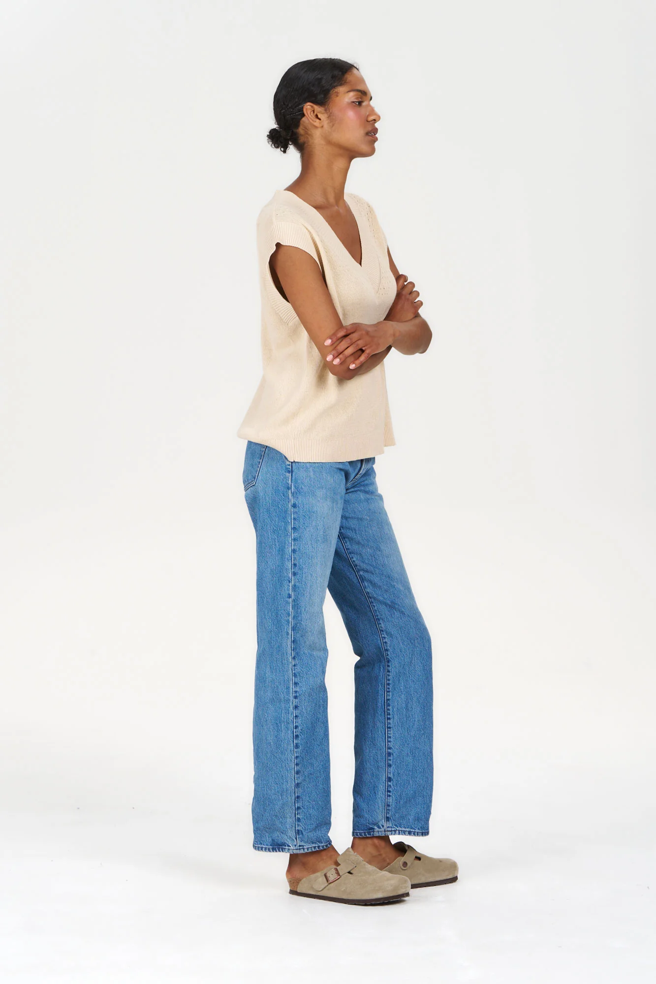 SANDER Organic Ramie Cotton Vest - Sand - Image 2
