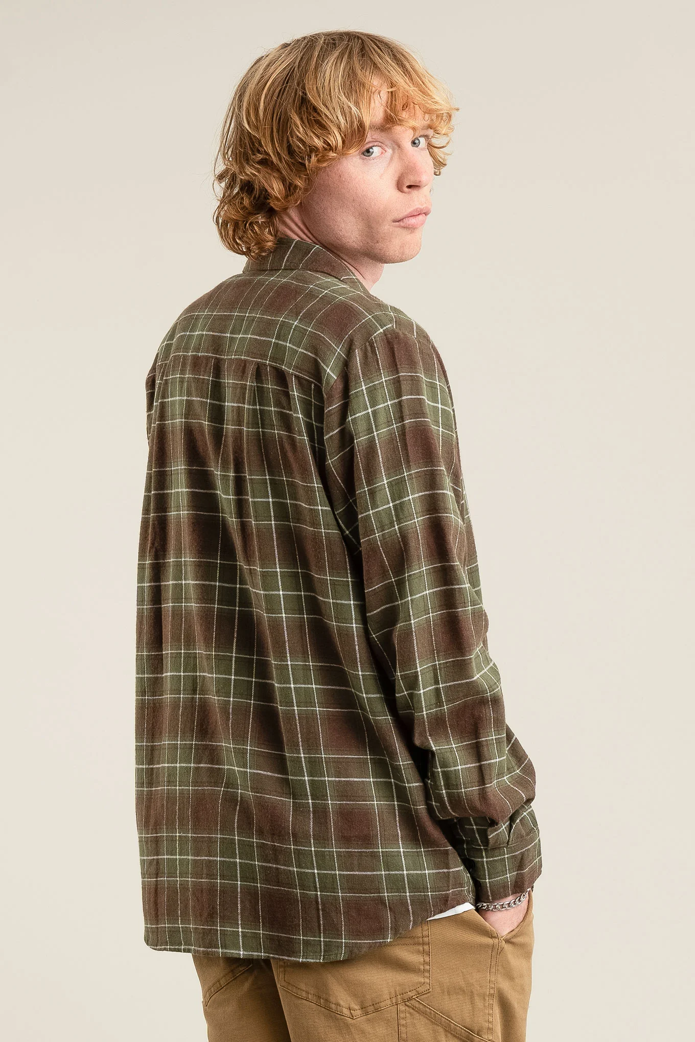 SANTI Organic Cotton Flannel Shirt - Green - Image 3