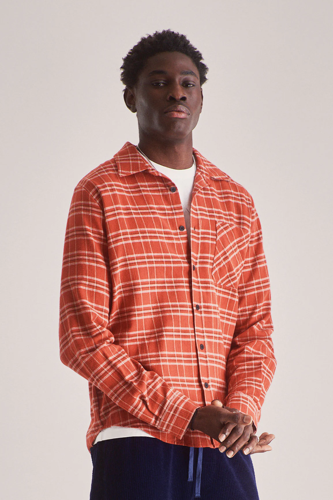SANTI Organic Cotton Flannel Shirt - Red - Image 2