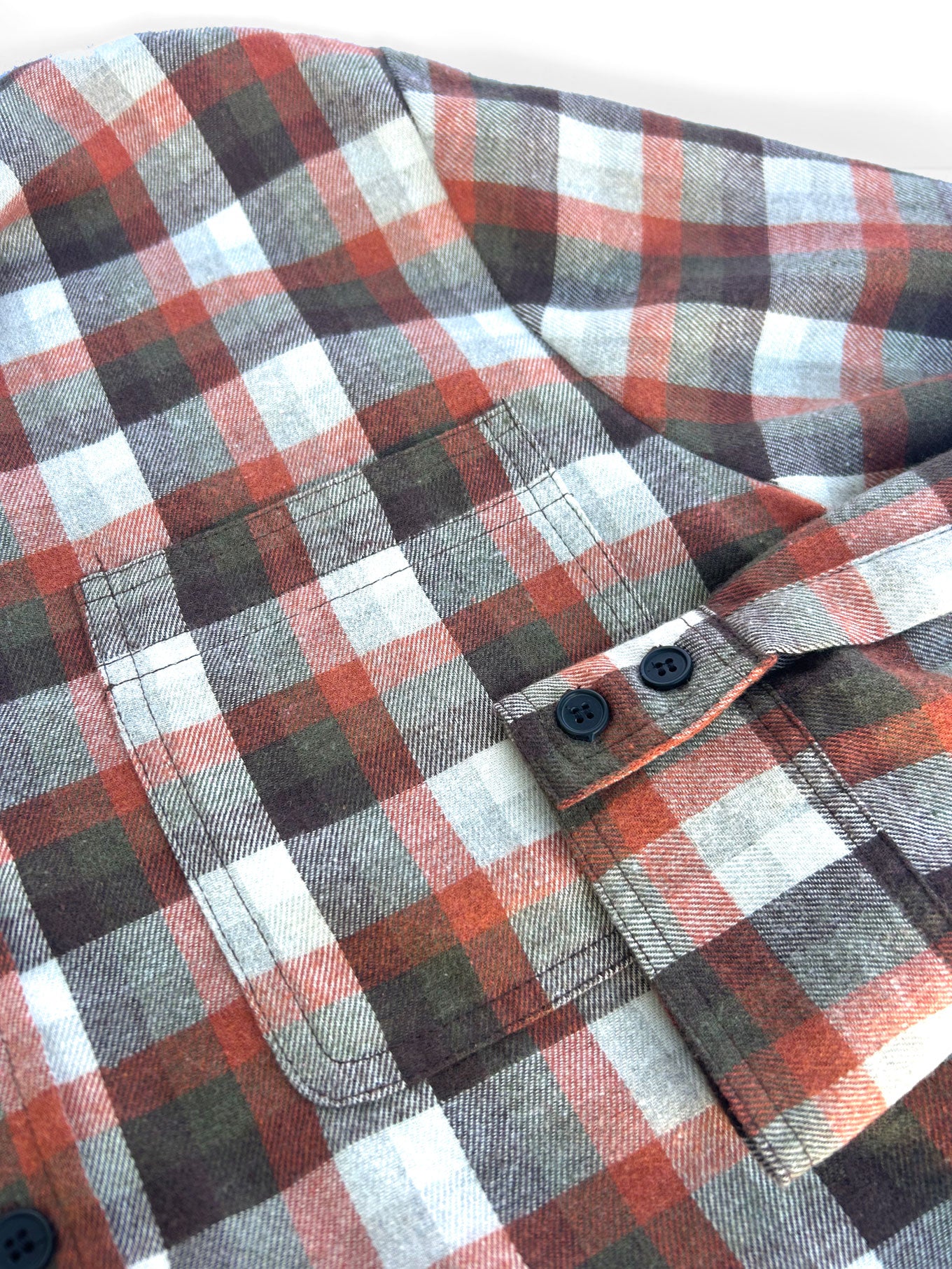 SANTI Organic Cotton Flannel Shirt - Oat Check - Image 4