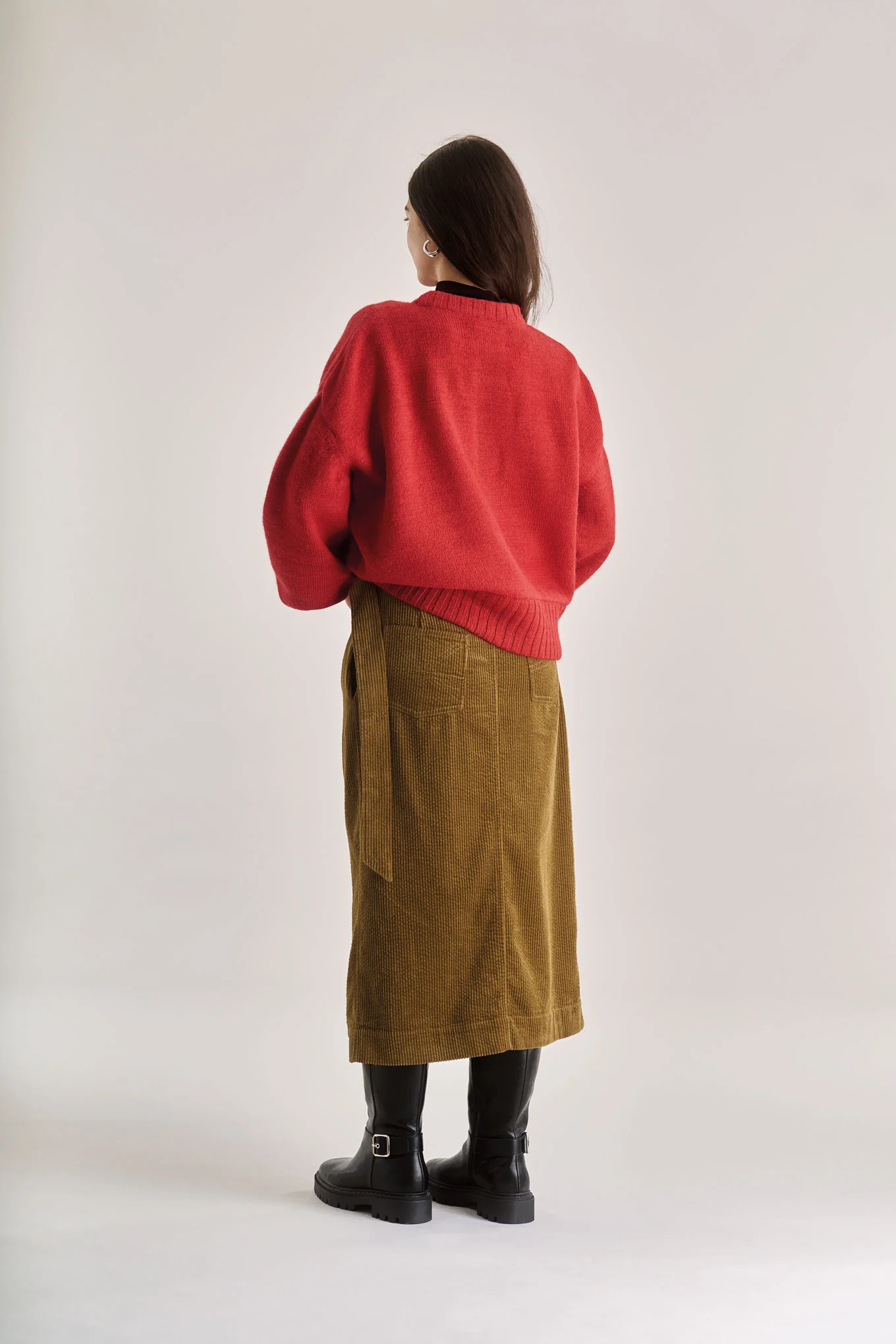 SANTO Organic Cotton Cord Skirt - Olive - Image 2