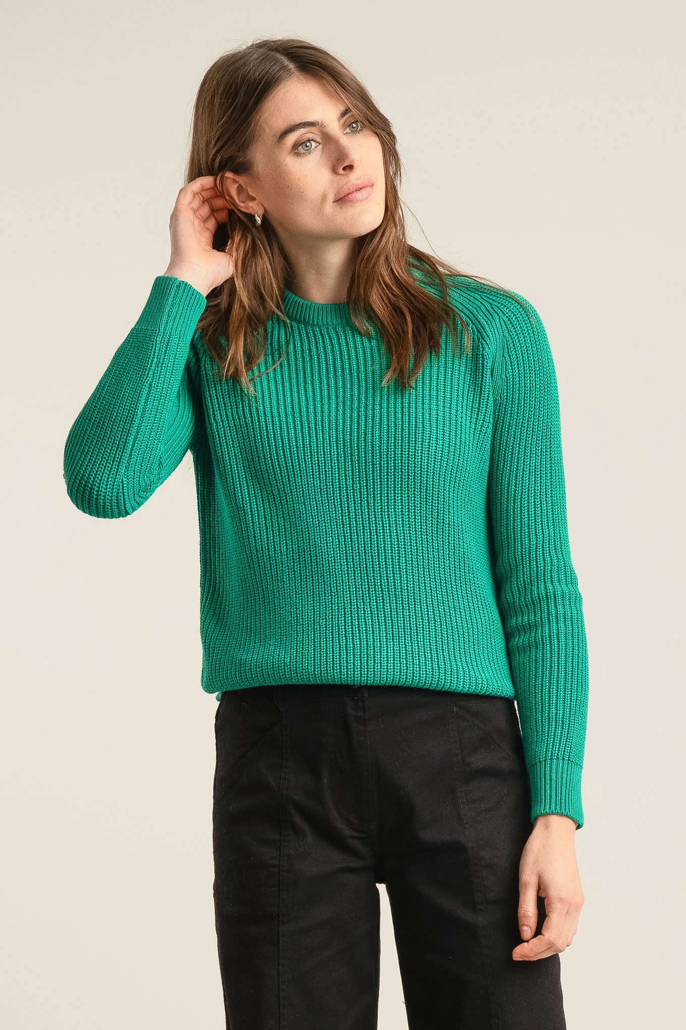 SERGIO - Womens Organic Cotton Jumper Green - Image 3