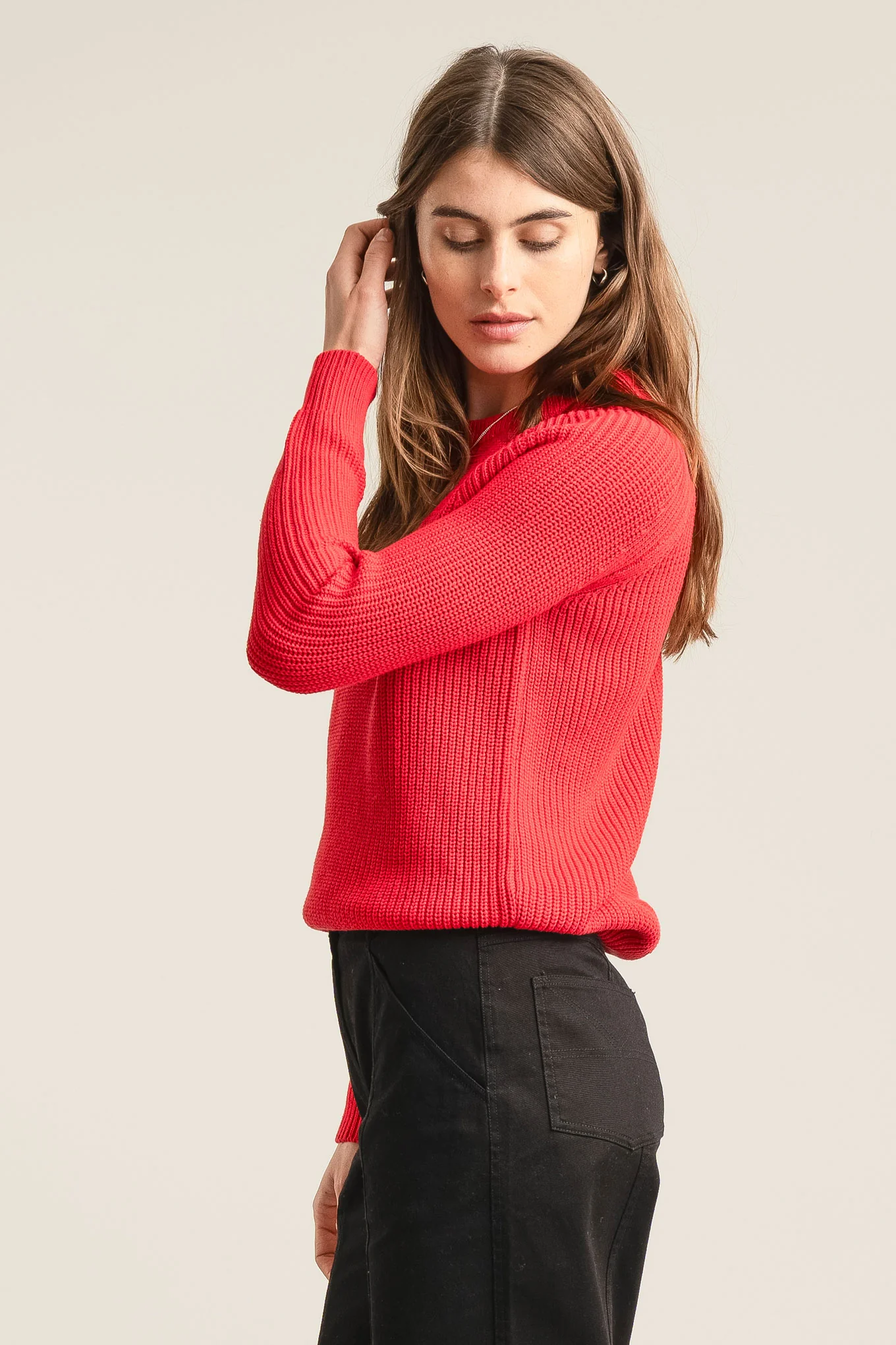 SERGIO - Womens Organic Cotton Jumper Red - Image 3