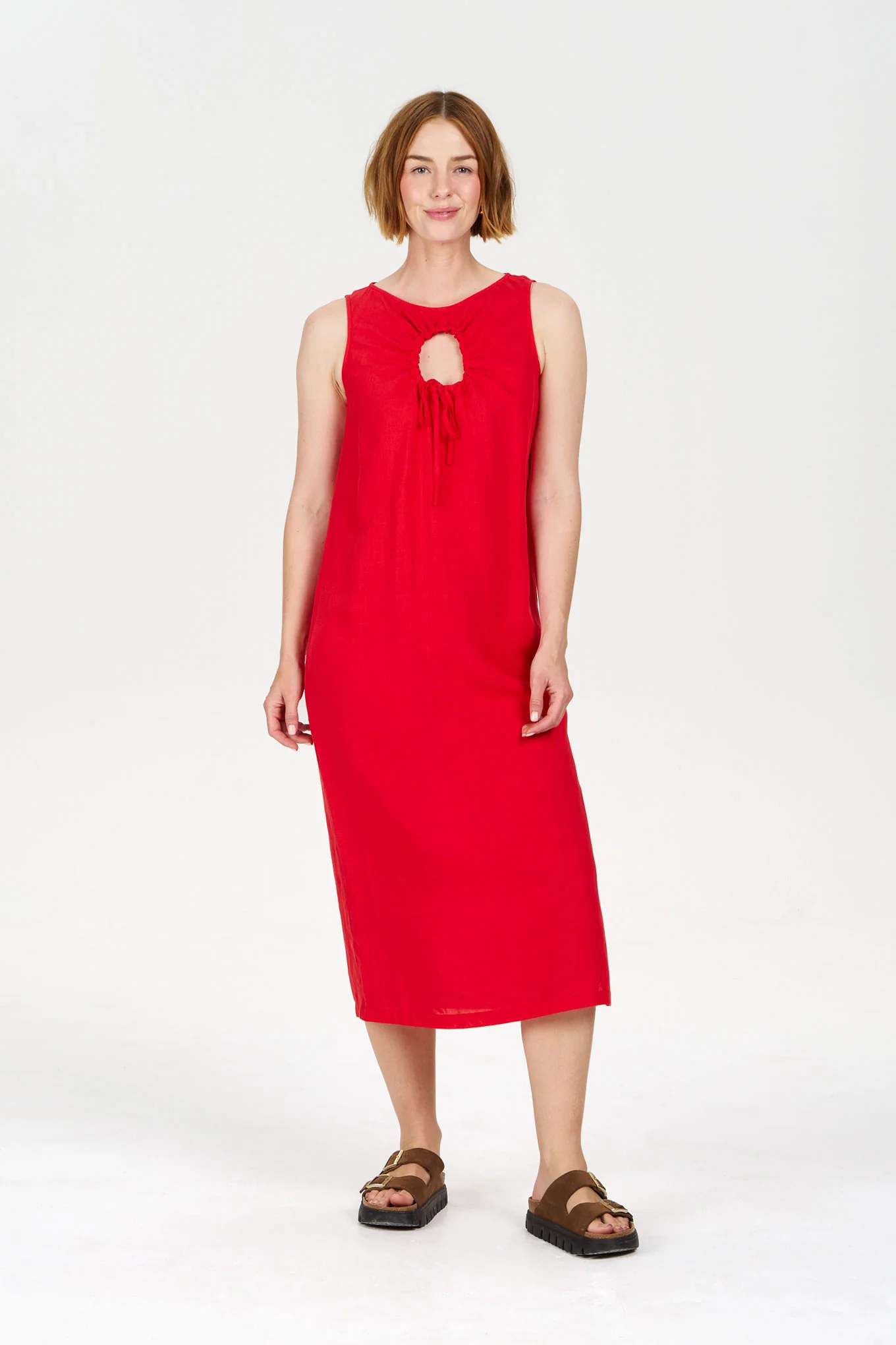 SHANTI Tencel Linen Dress - Coral - Image 2