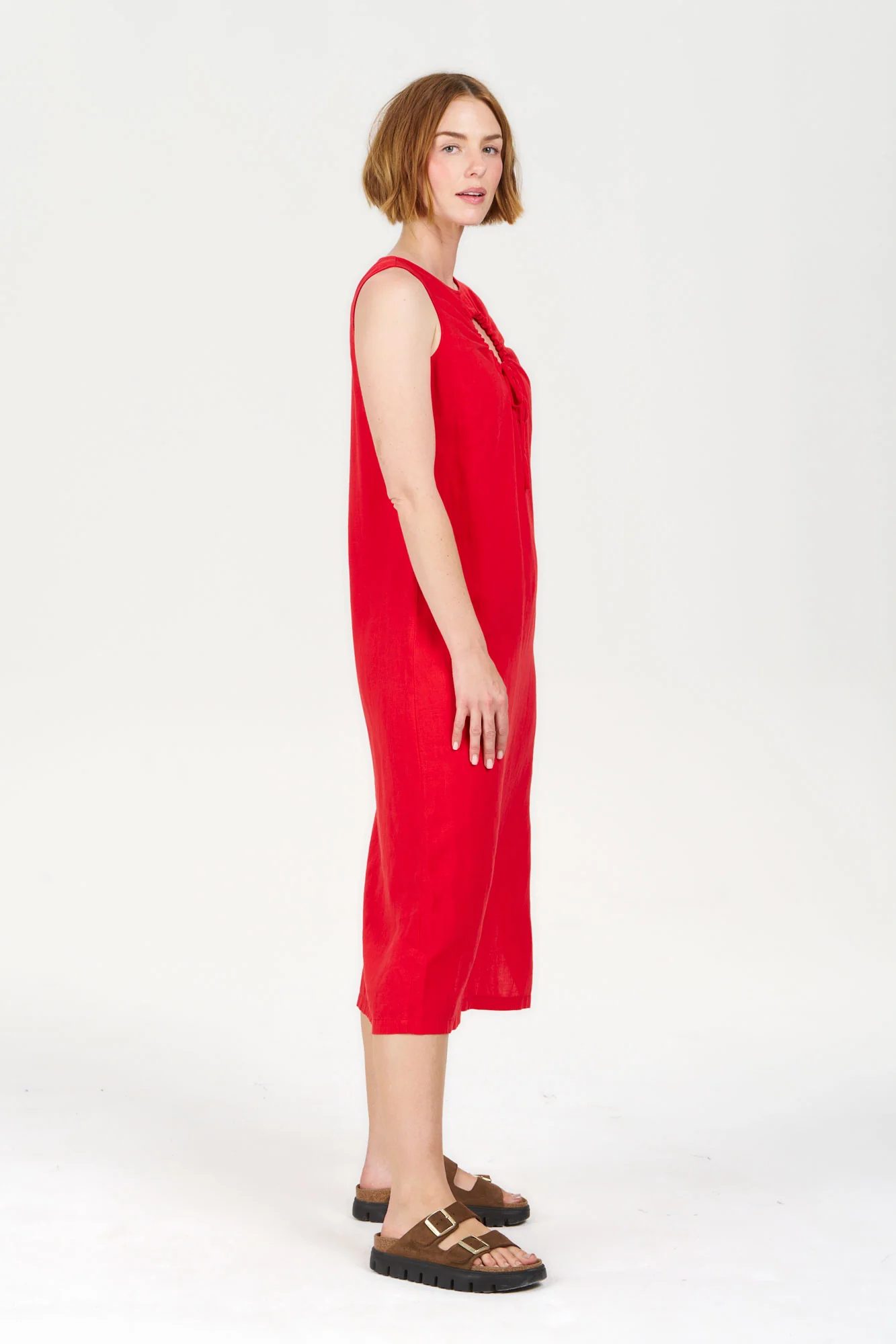 SHANTI Tencel Linen Dress - Coral - Image 3