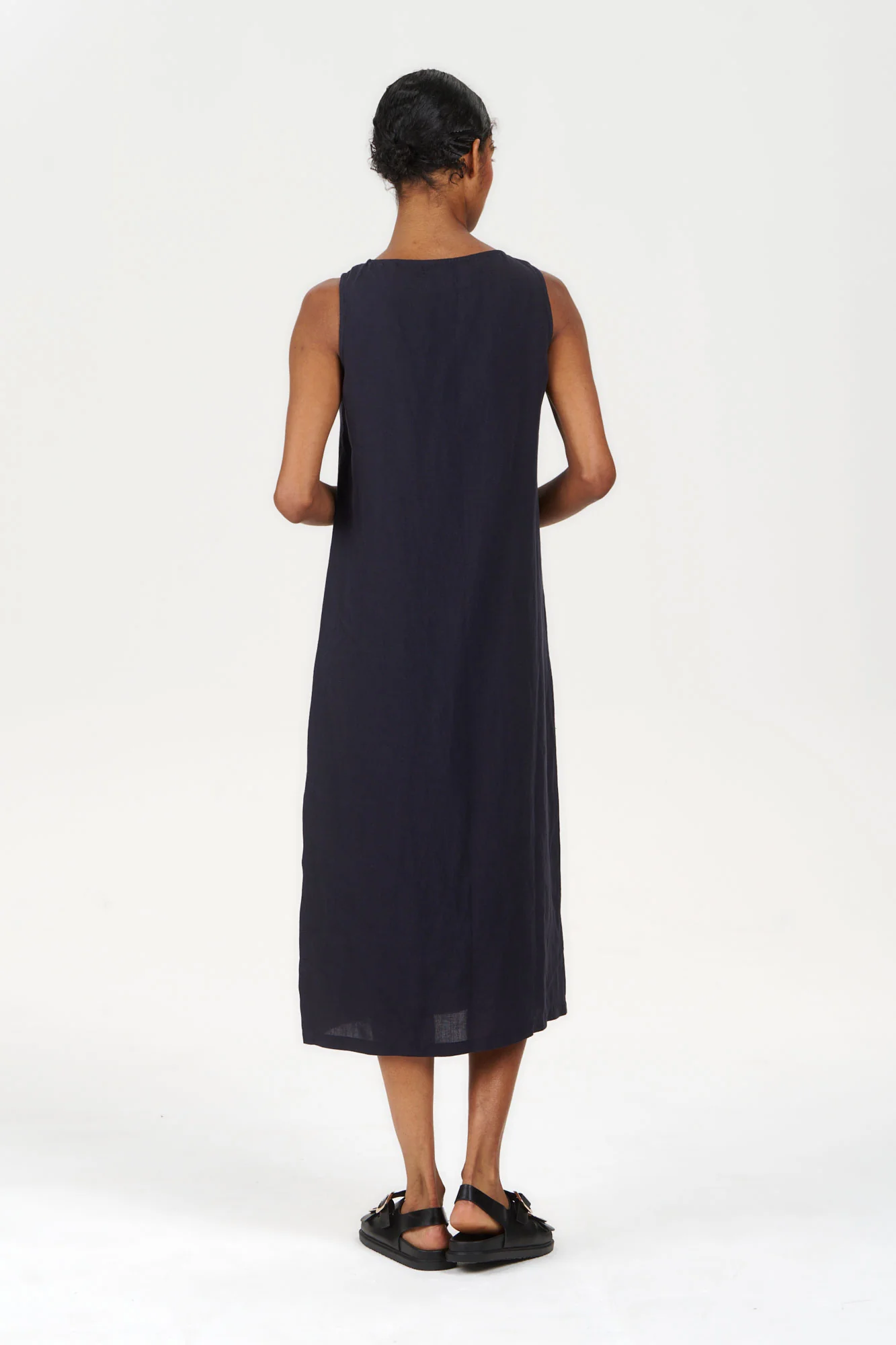 SHANTI Tencel Linen Dress - Navy - Image 3