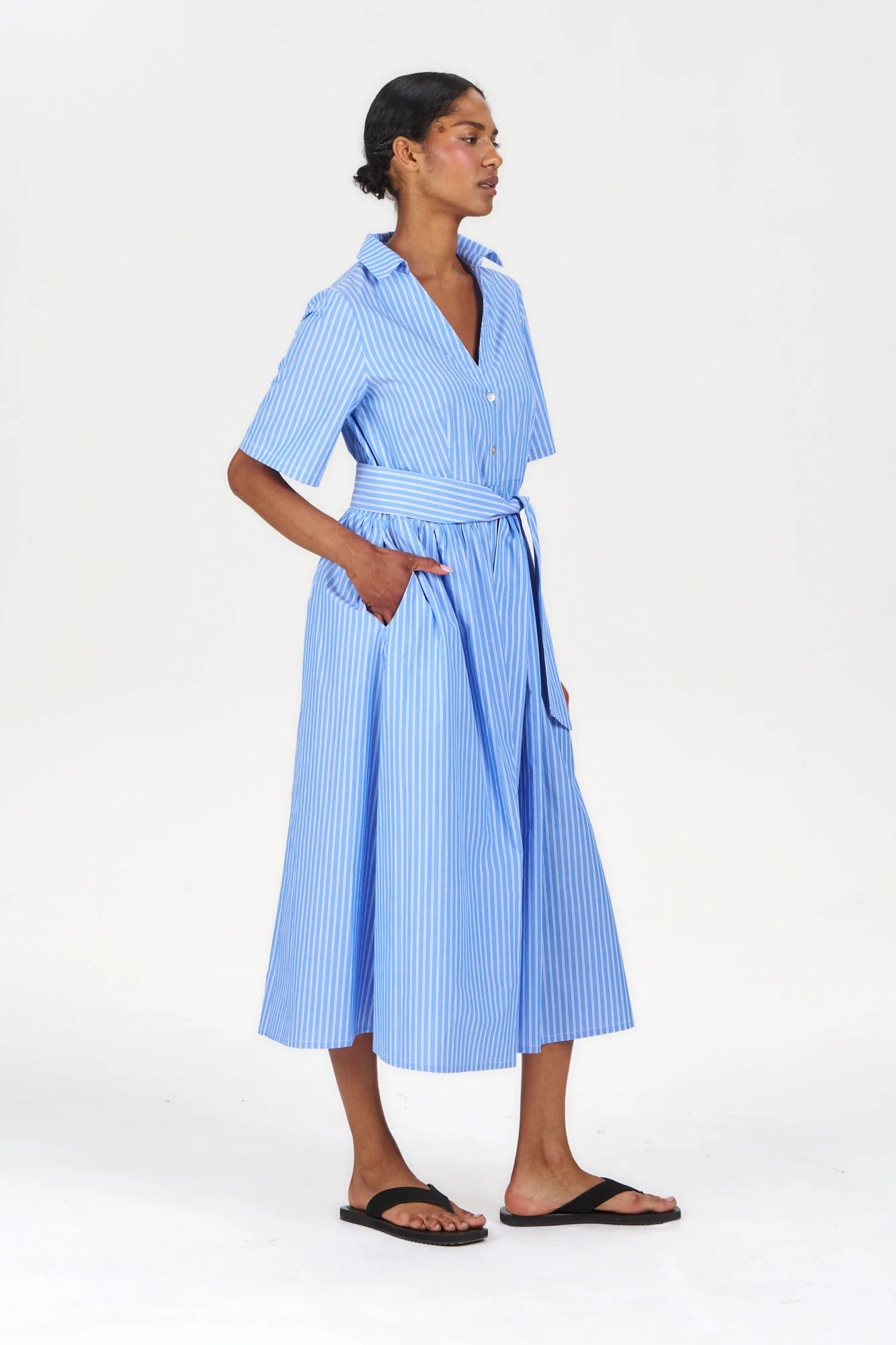SHORE Organic Cotton Dress - Blue Stripe - Image 3