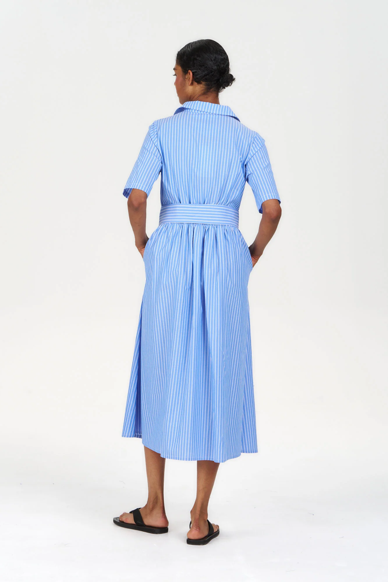 SHORE Organic Cotton Dress - Blue Stripe - Image 4