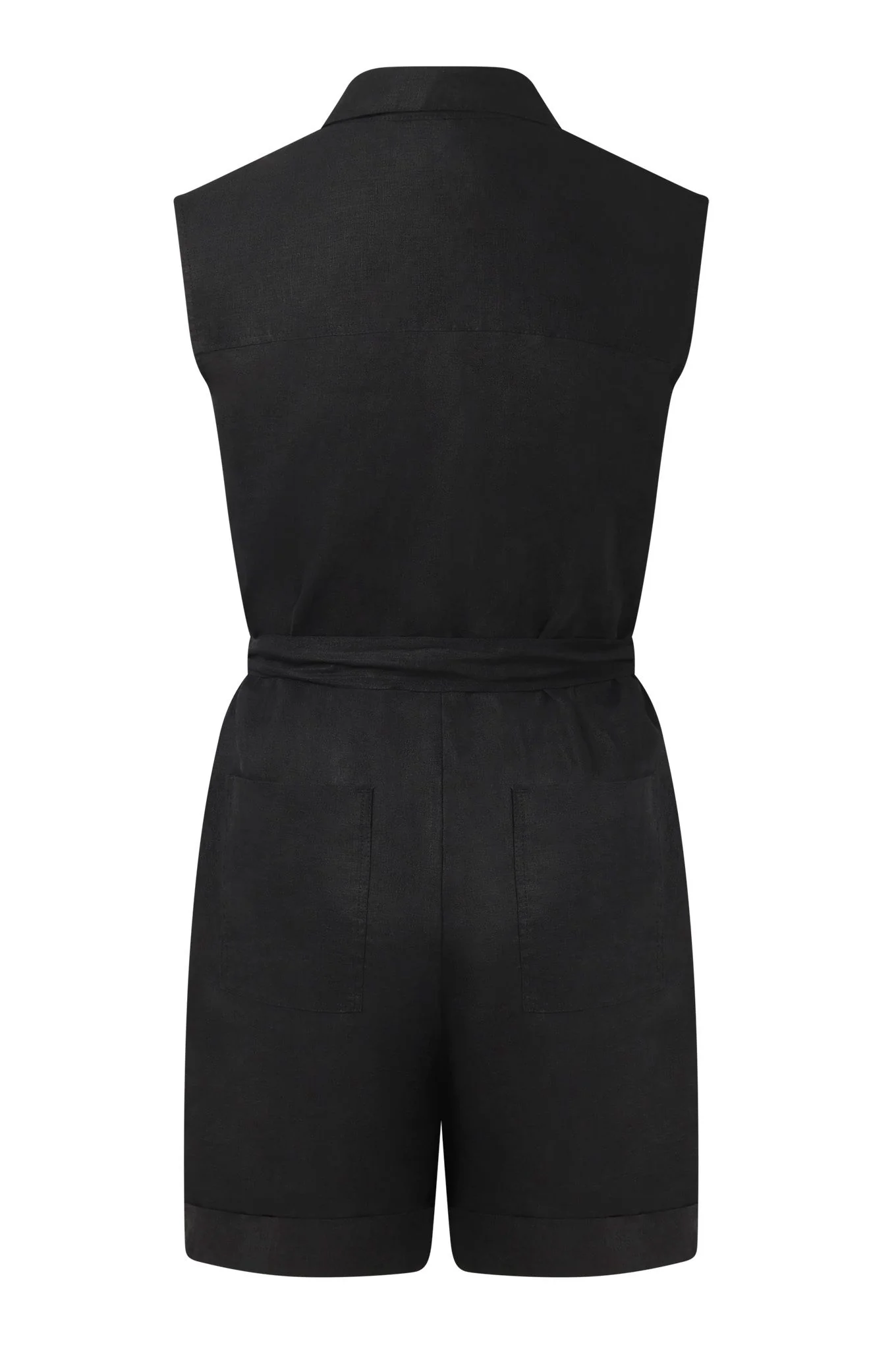 SIENNA - Organic Linen Cotton Playsuit - Black - Image 3