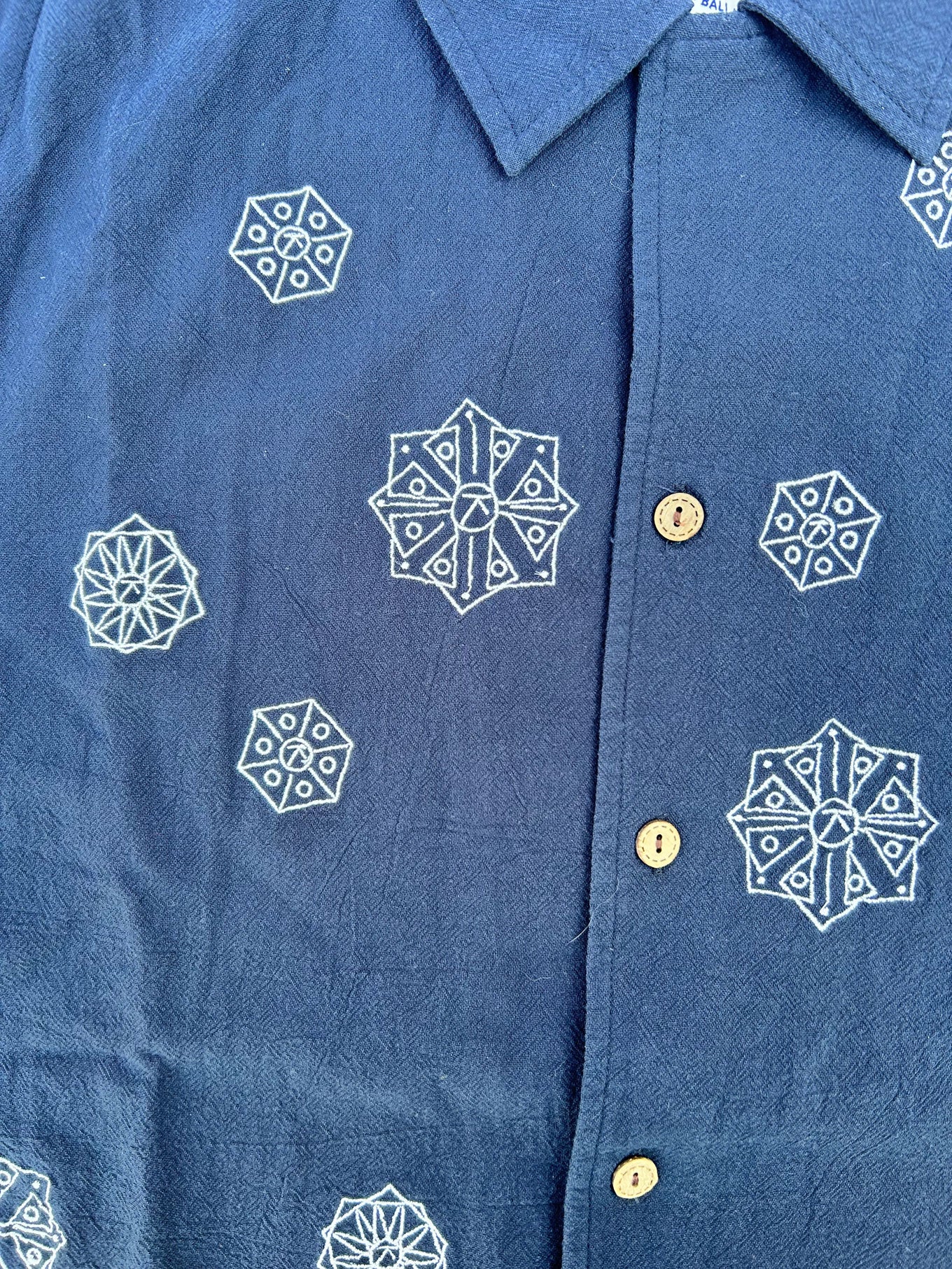 SPINDRIFT - Organic Cotton Shirt Embroidery Navy - Image 4
