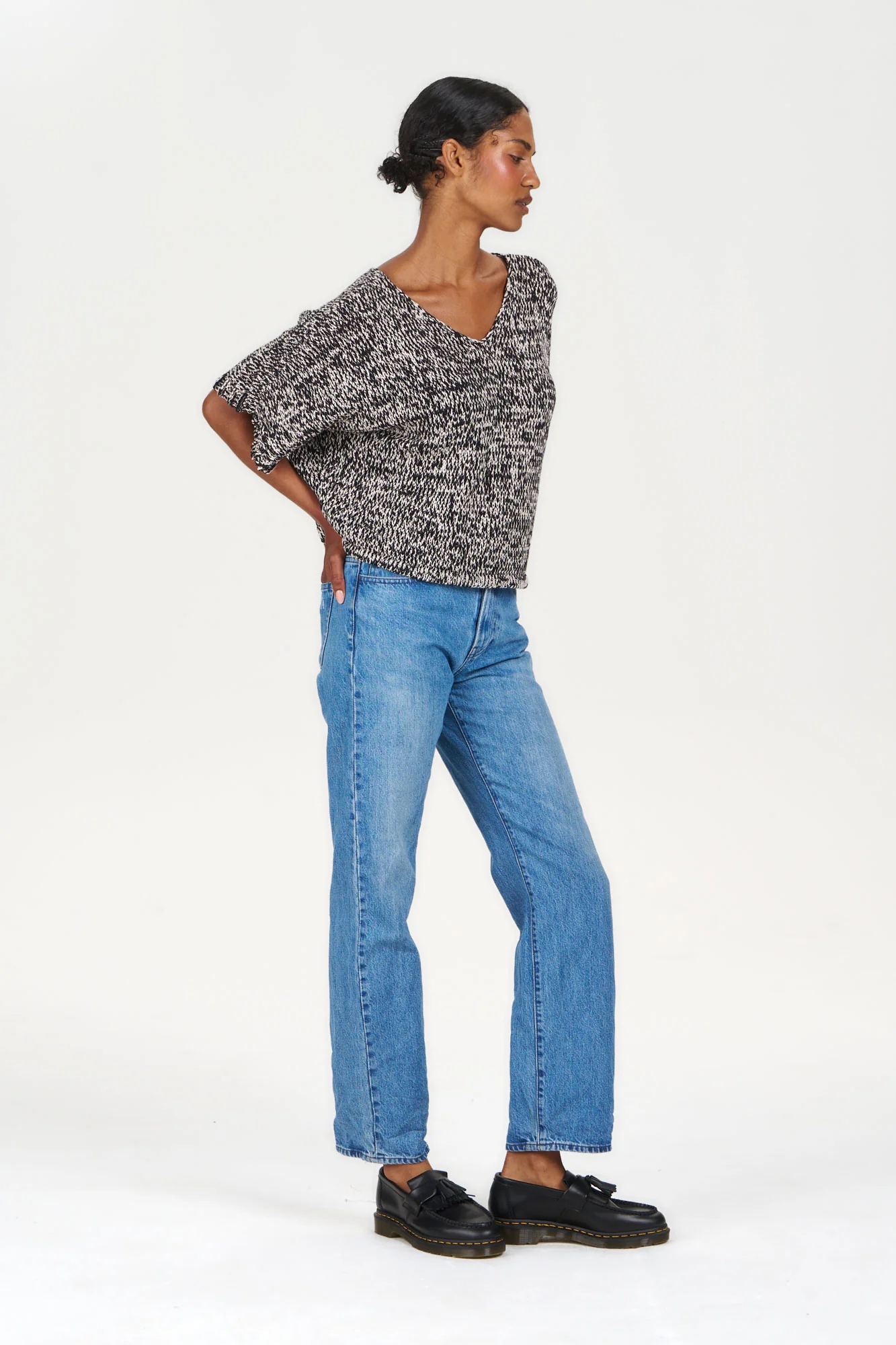 TERESA Organic Cotton Blend Jumper - Black & White - Image 3