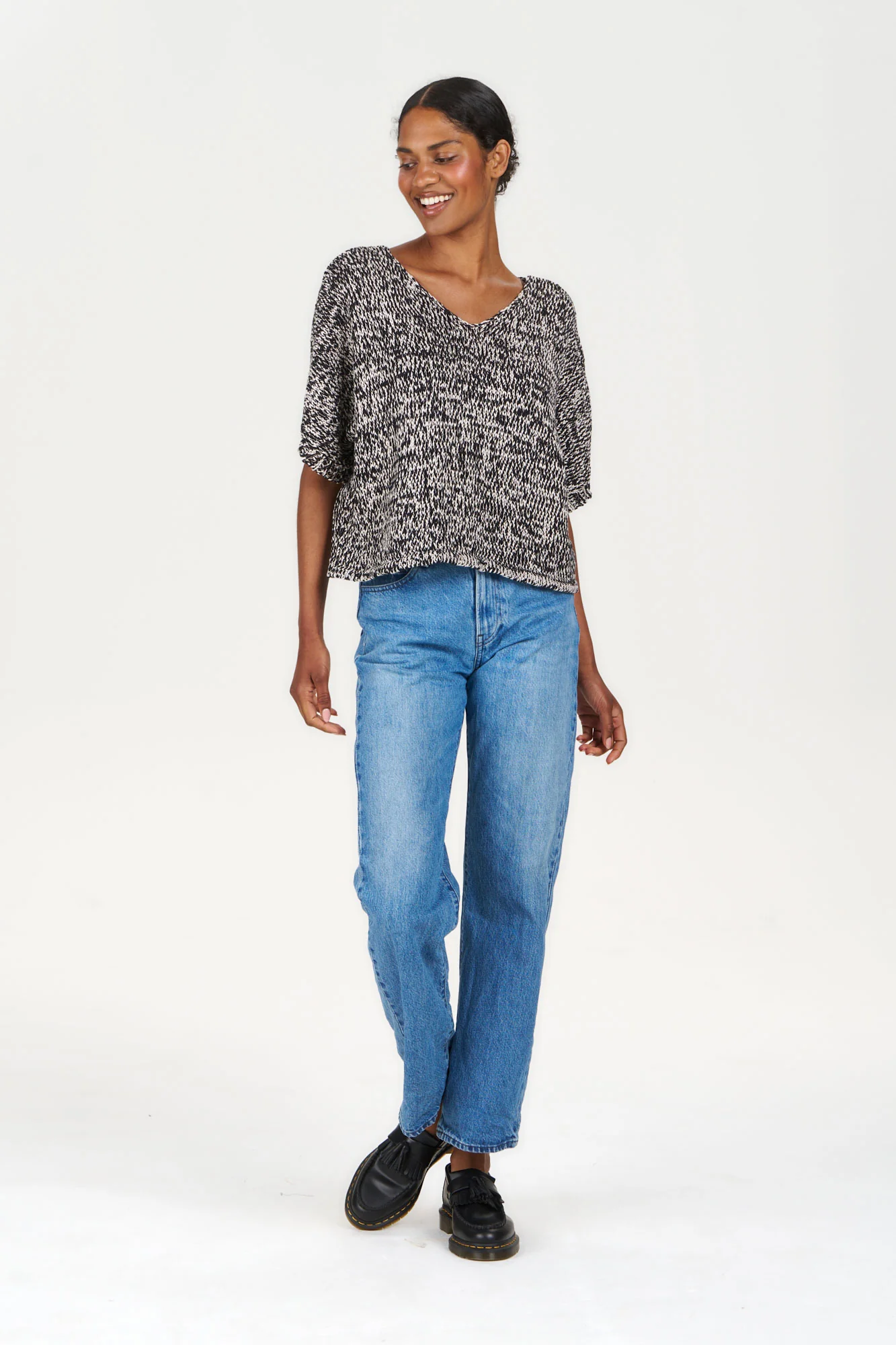TERESA Organic Cotton Blend Jumper - Black & White - Image 4