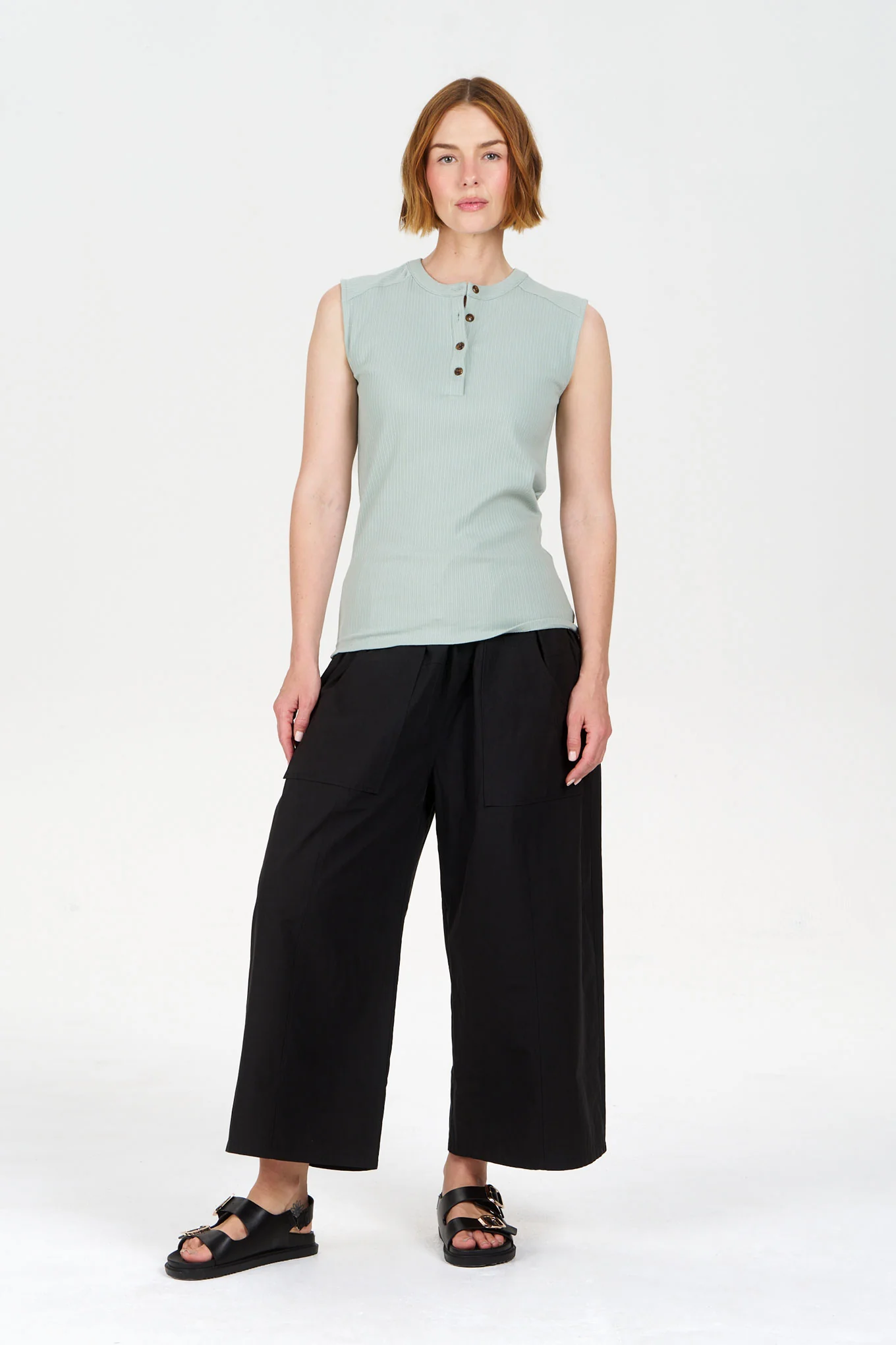 TINA Organic Cotton Rib Tank - Green - Image 2