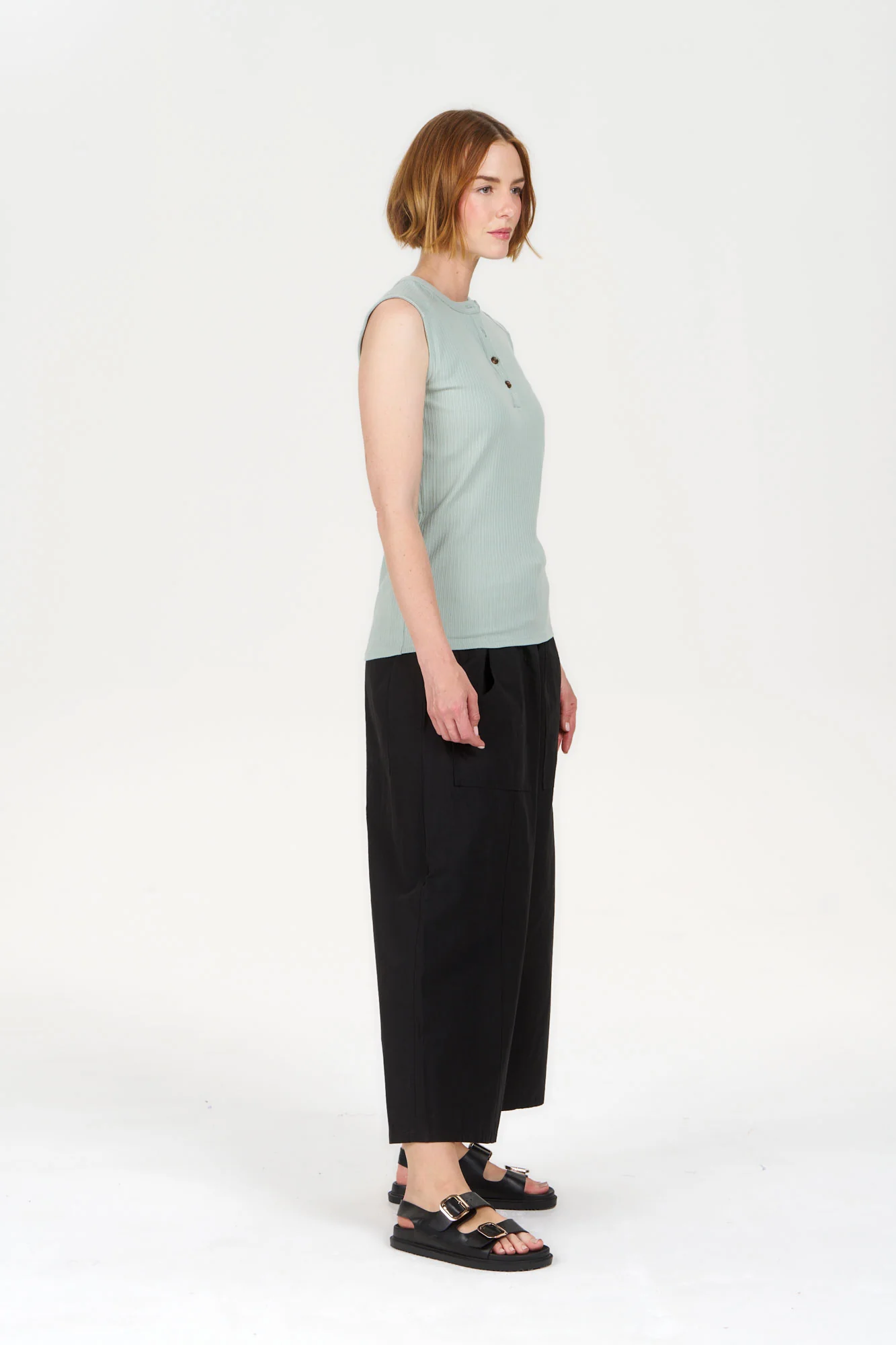 TINA Organic Cotton Rib Tank - Green - Image 3