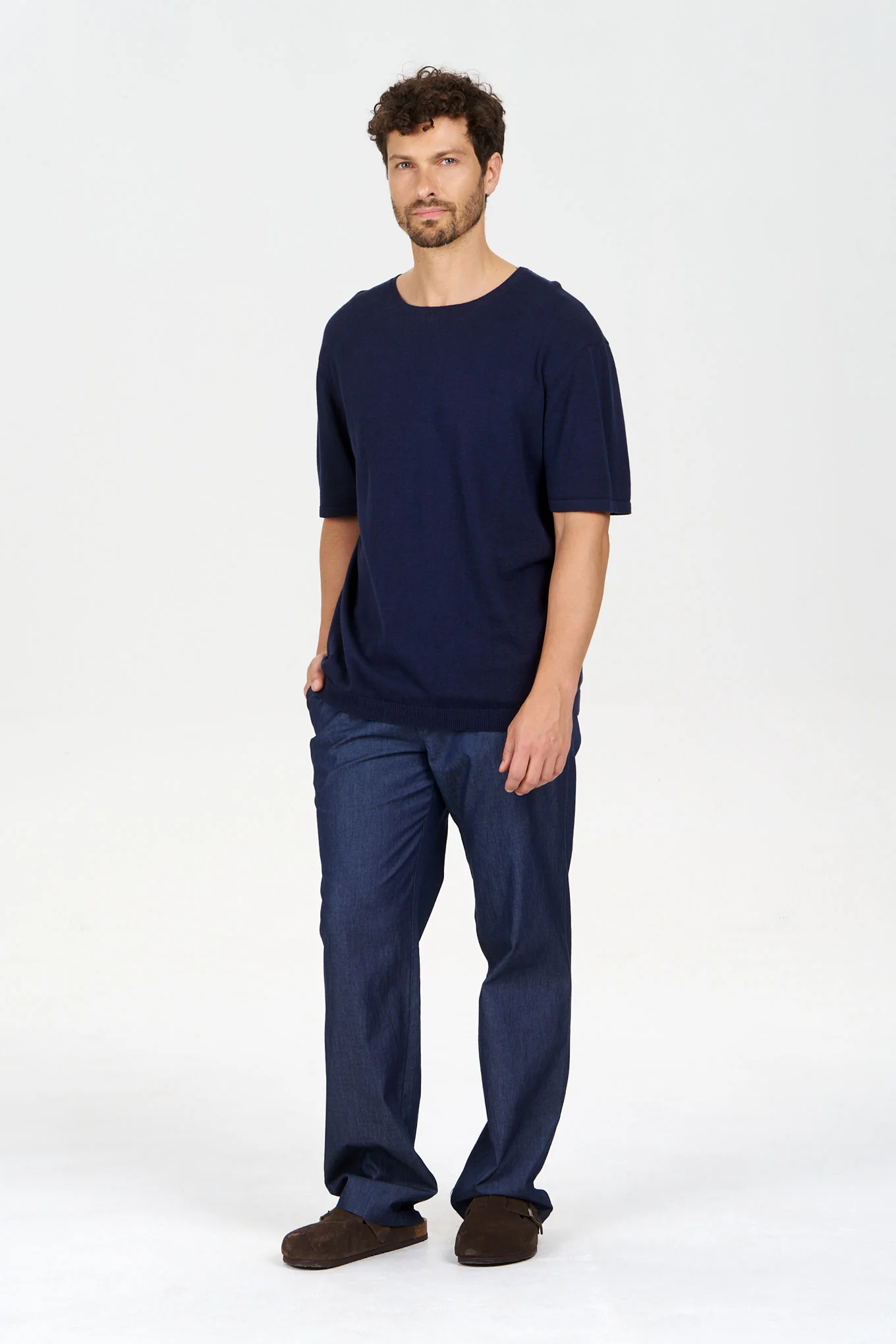 WALT Organic Ramie Cotton Tee - Navy - Image 3