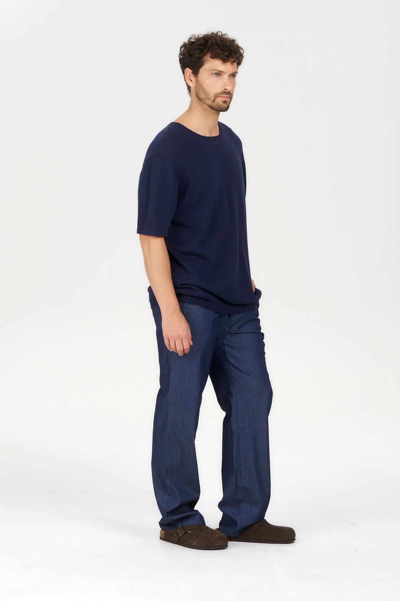 WALT Organic Ramie Cotton Tee - Navy - Image 4