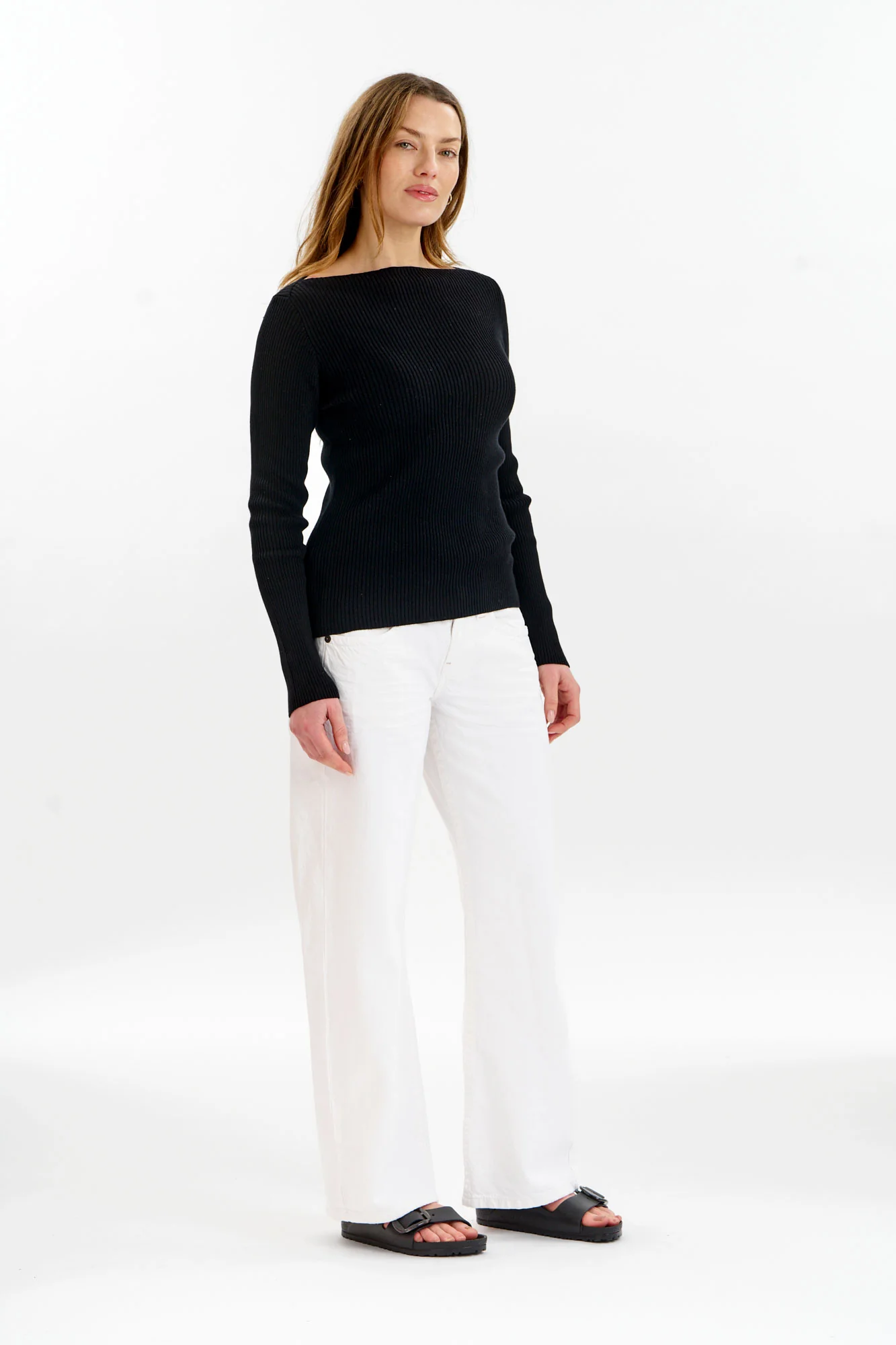 WASABI Organic Cotton Rib Knit Top - Black - Image 2