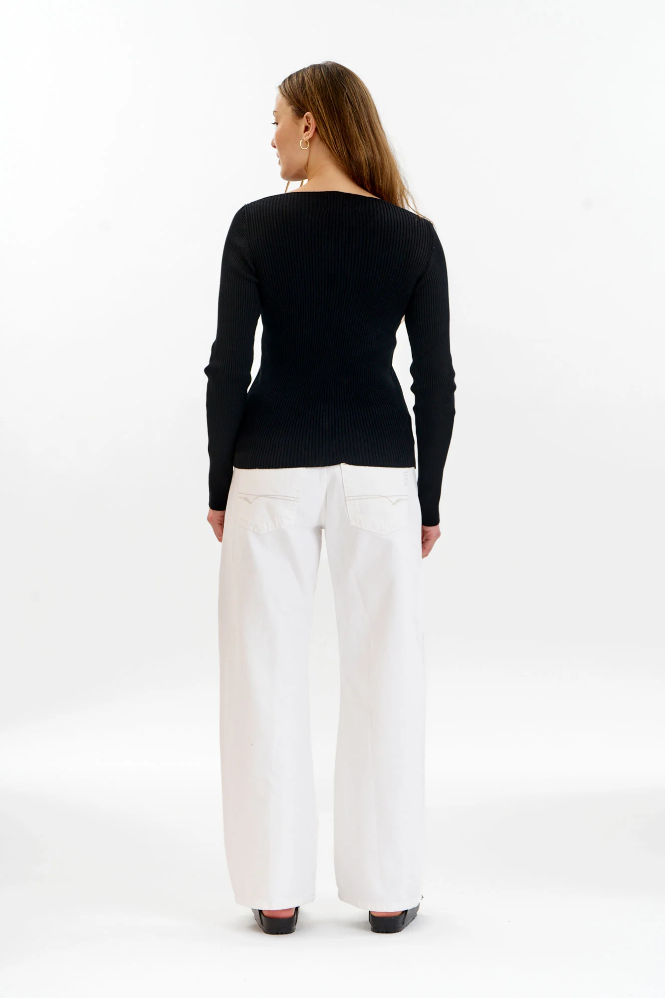 WASABI Organic Cotton Rib Knit Top - Black - Image 4