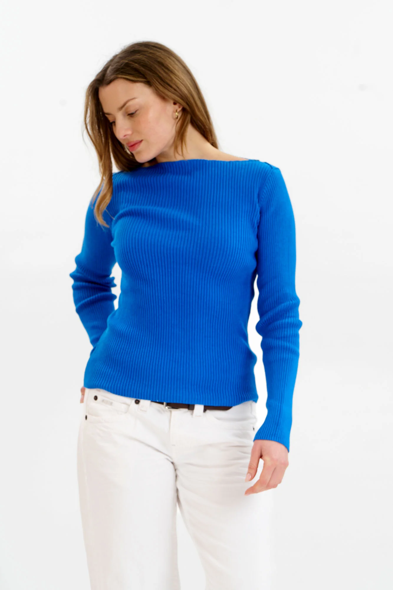 WASABI Organic Cotton Rib Knit Top - Blue - Image 4