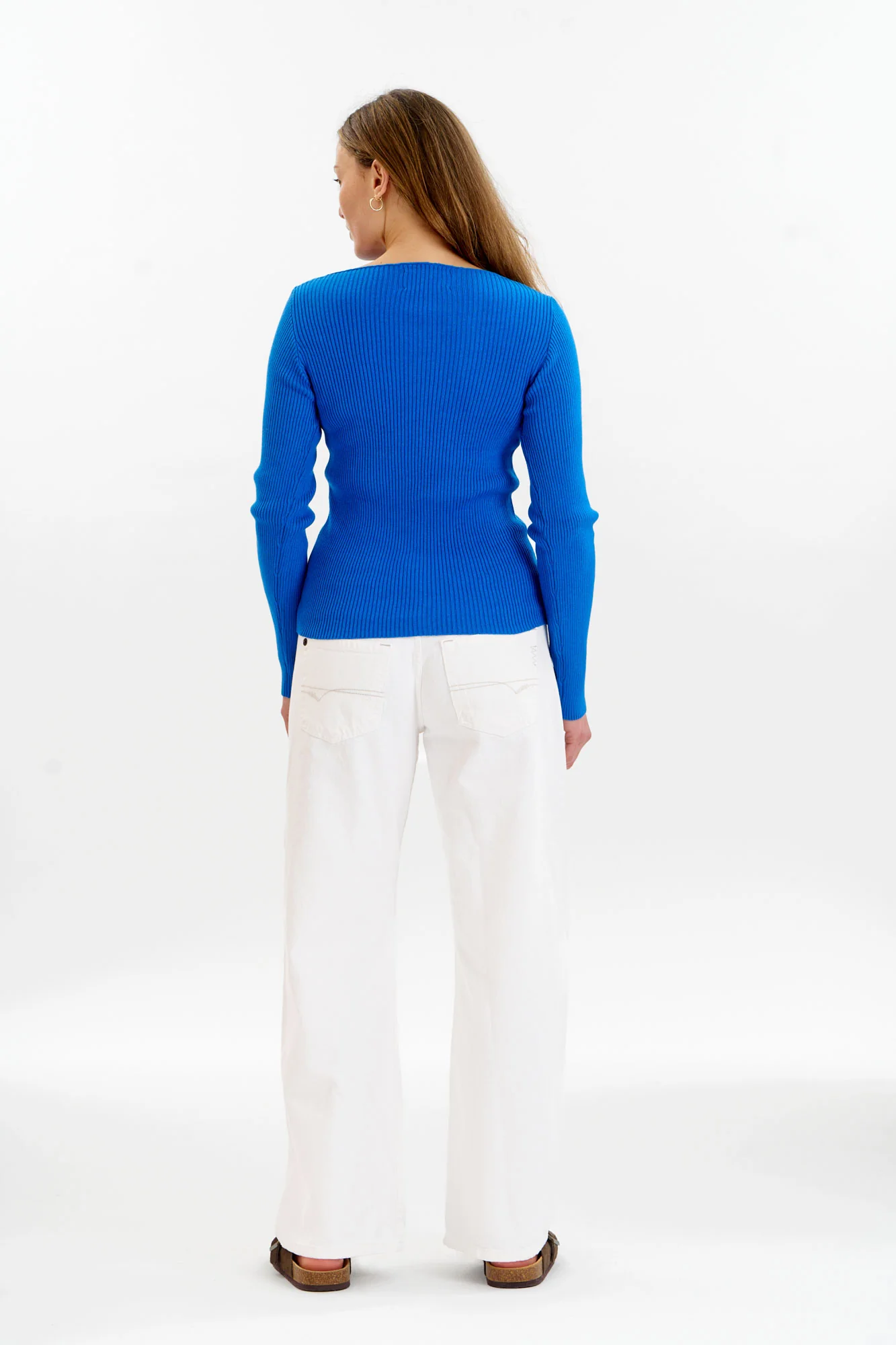 WASABI Organic Cotton Rib Knit Top - Blue - Image 6