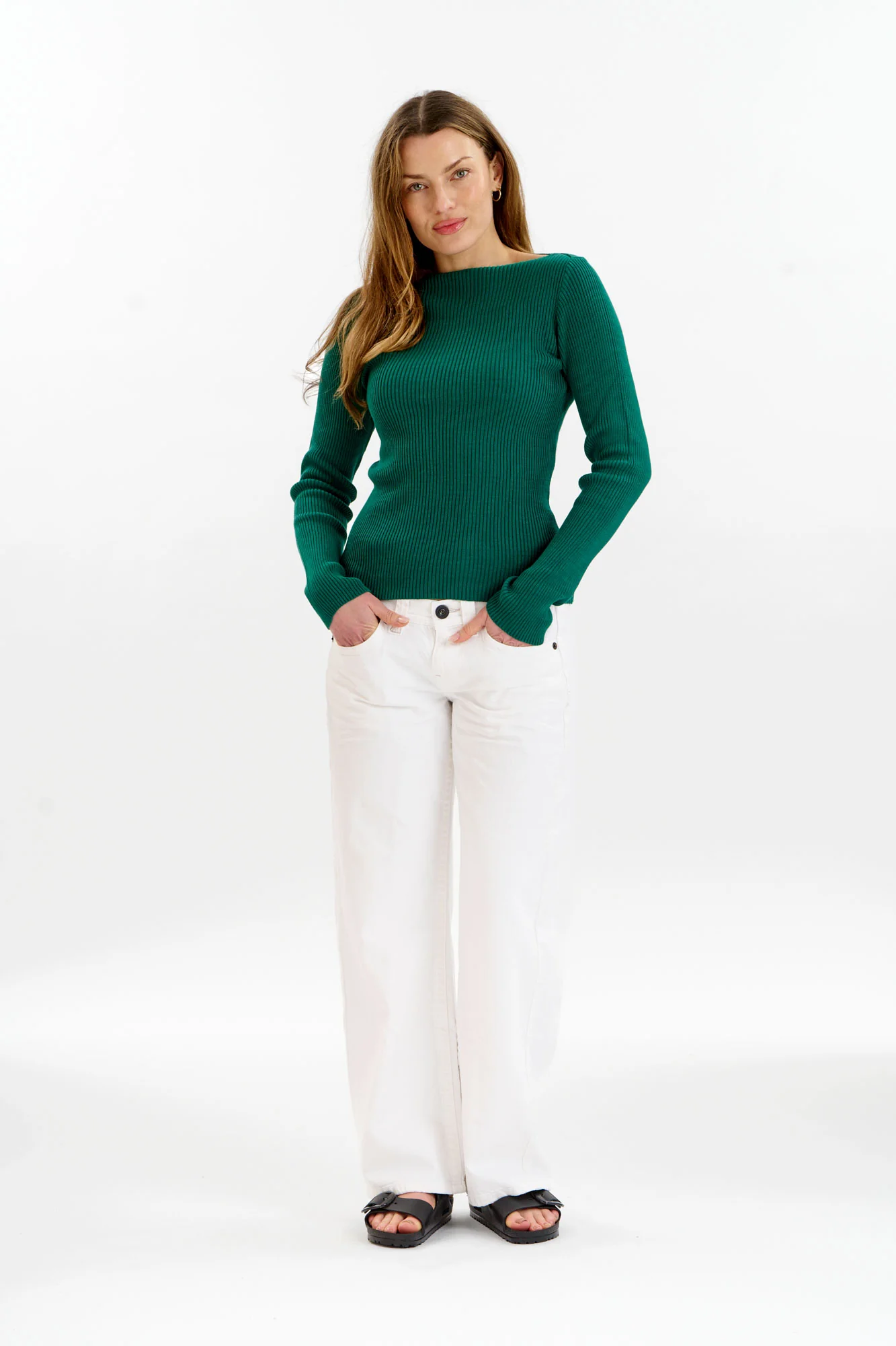 WASABI Organic Cotton Rib Knit Top - Green - Image 2