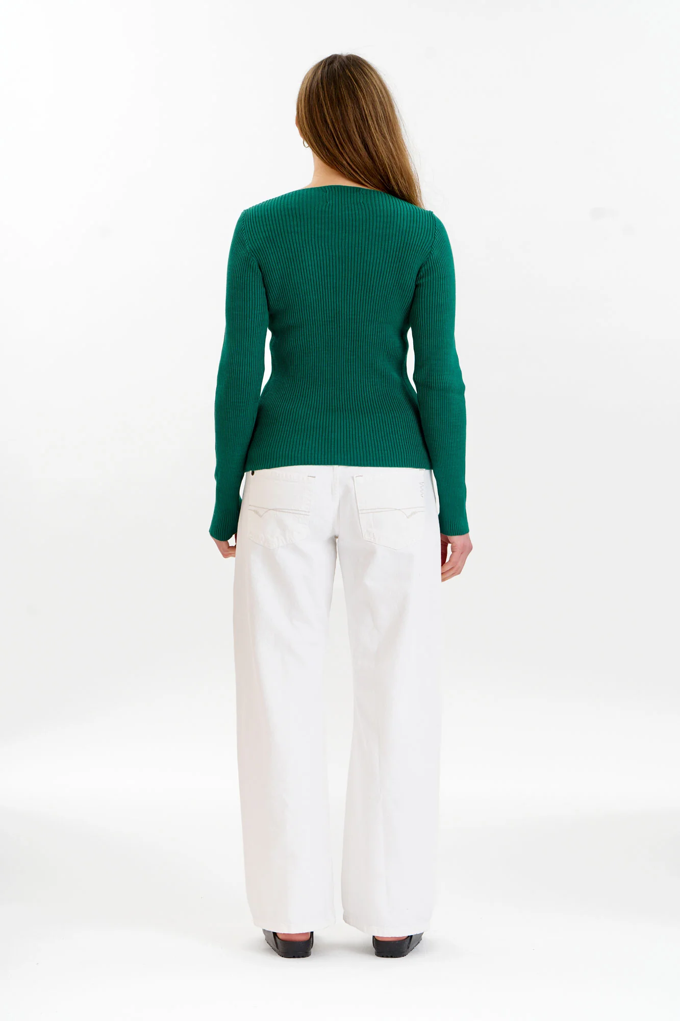 WASABI Organic Cotton Rib Knit Top - Green - Image 4
