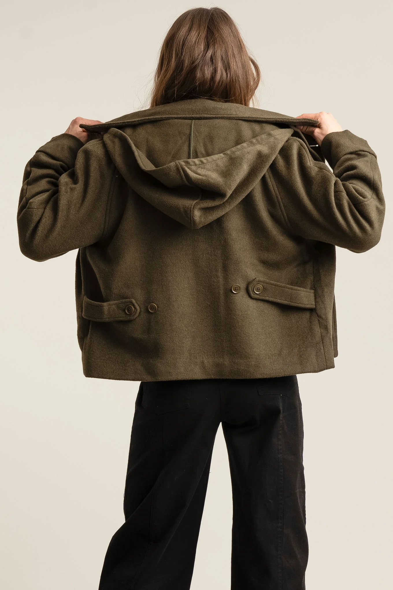 WICKER Recycled Wool Poly Coat - Olive - Image 2