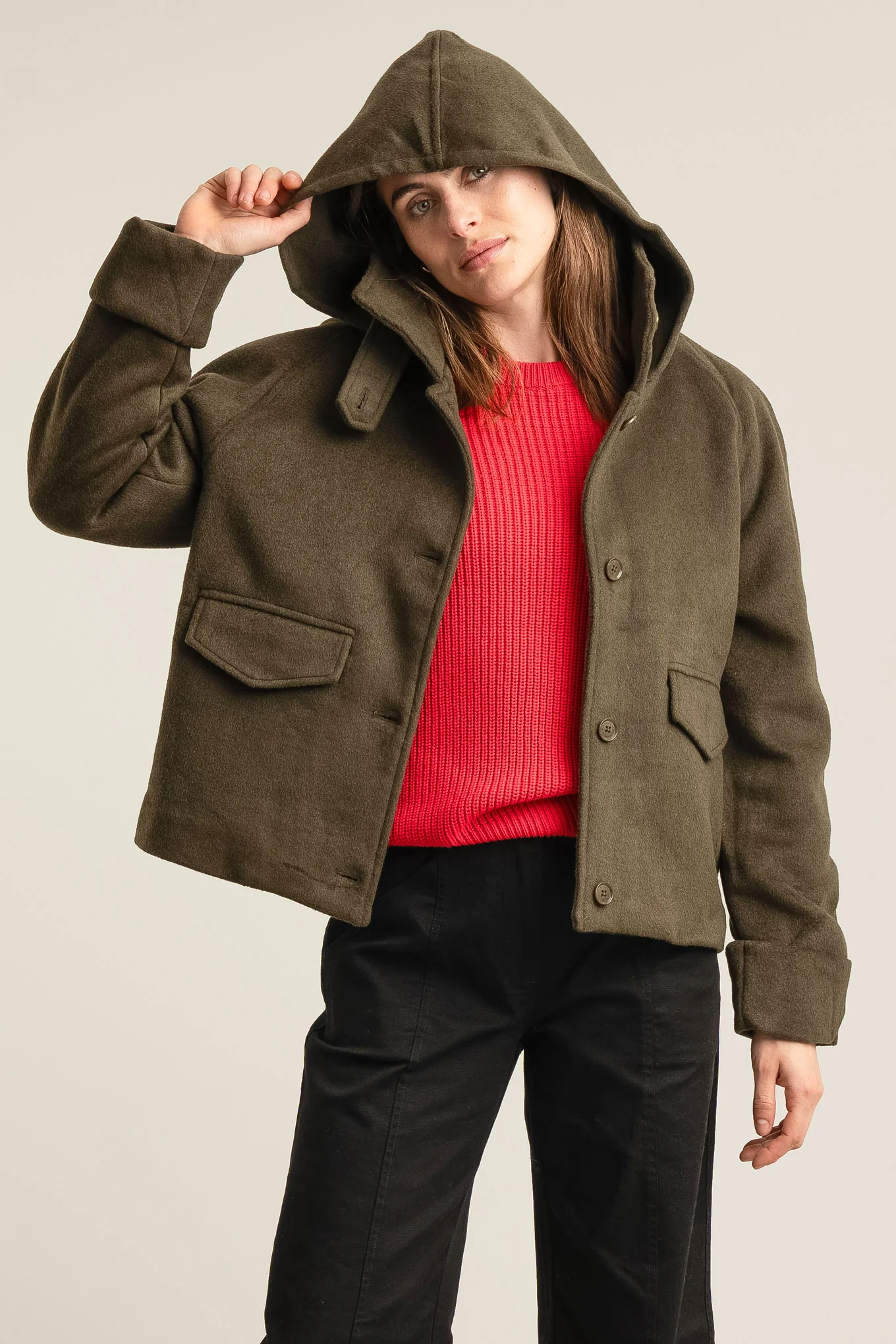 WICKER Recycled Wool Poly Coat - Olive - Image 3