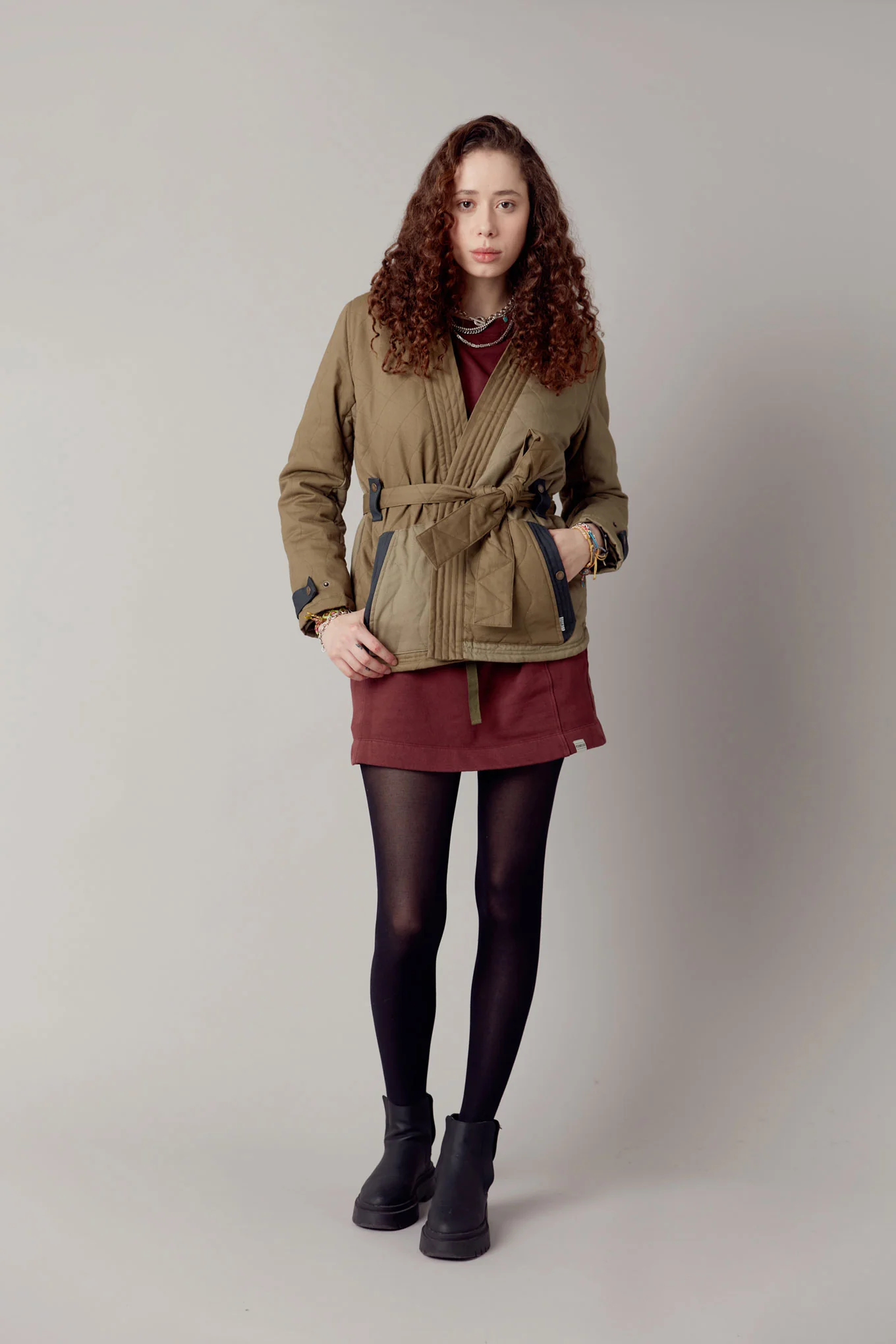 ZURI - Organic Cotton Patchwork Jacket Green - Image 4